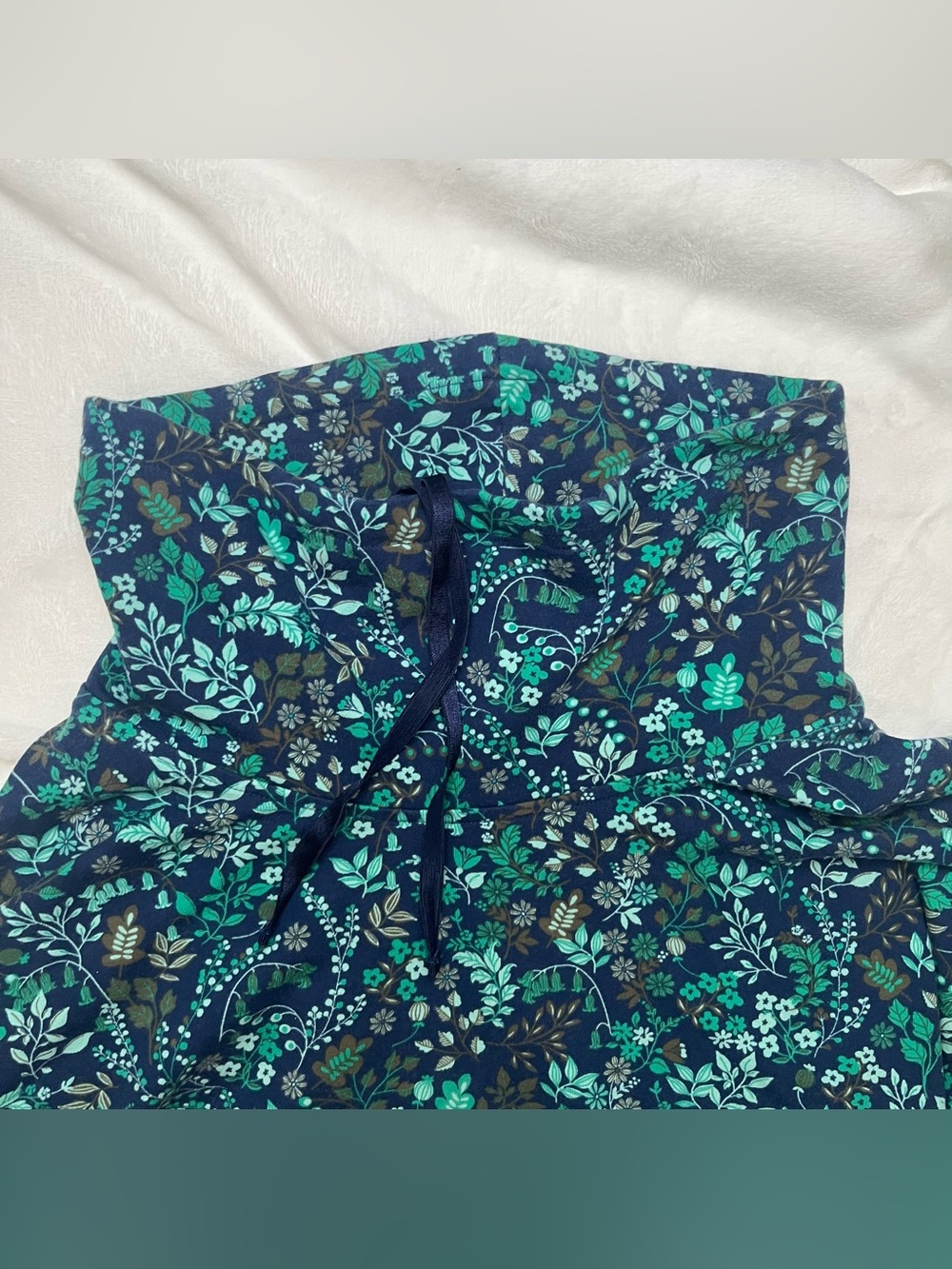 T by Talbots Cowl Neck Floral Pullover Top Size LP Blue Green Botanical - Picture 3 of 5